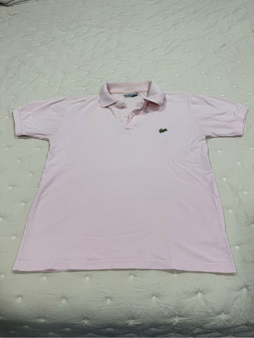 Lacoste Light Pink Pique Polo Shirt with Green Crocodile Logo